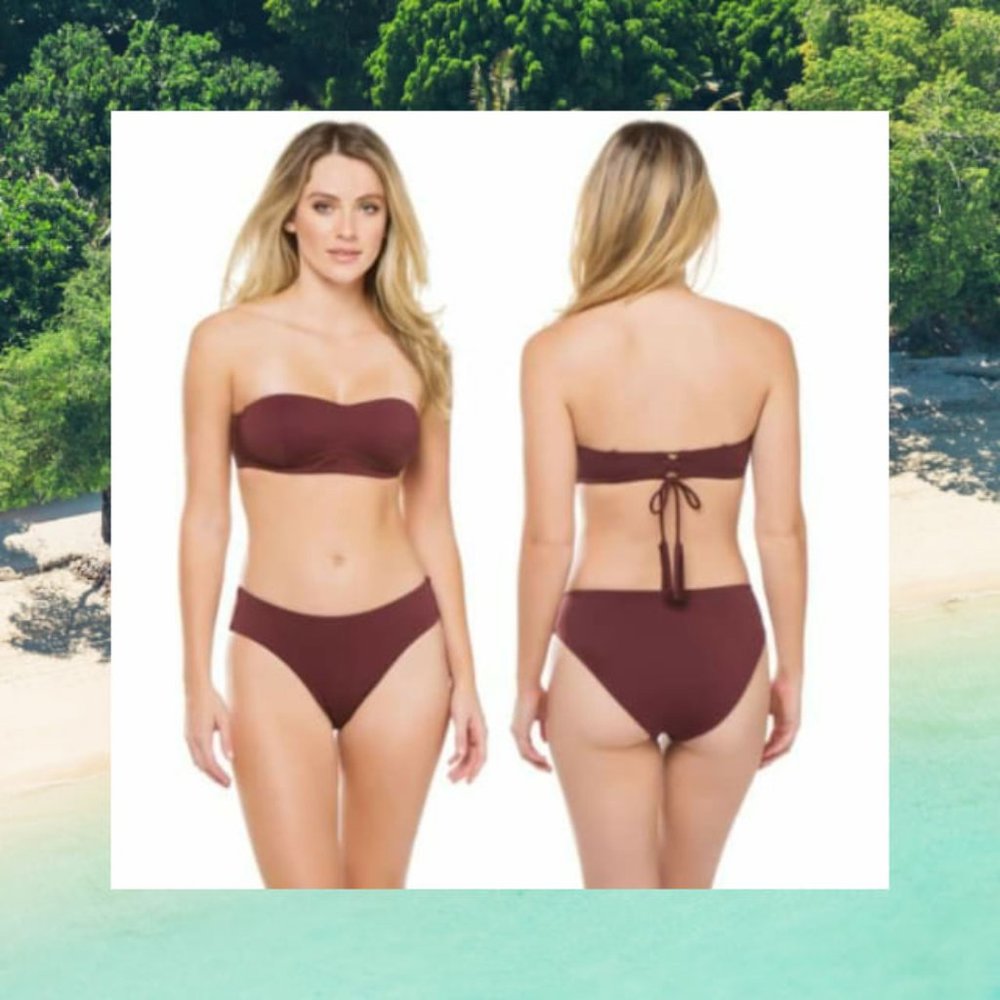 Skin x Barneys Womens Burgundy Bikini 2pc Set Swimwear NWT $220